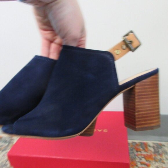 Vince Camuto Brianny Suede Slingback Peep Toe Heel Women 7.5 Blue High Heels 524 - Picture 2 of 12